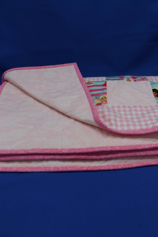 Pink Barbie cot quilt