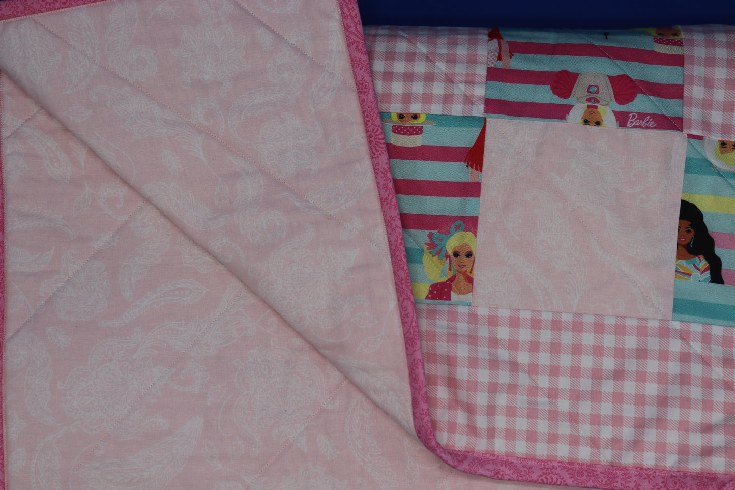 Pink Barbie cot quilt