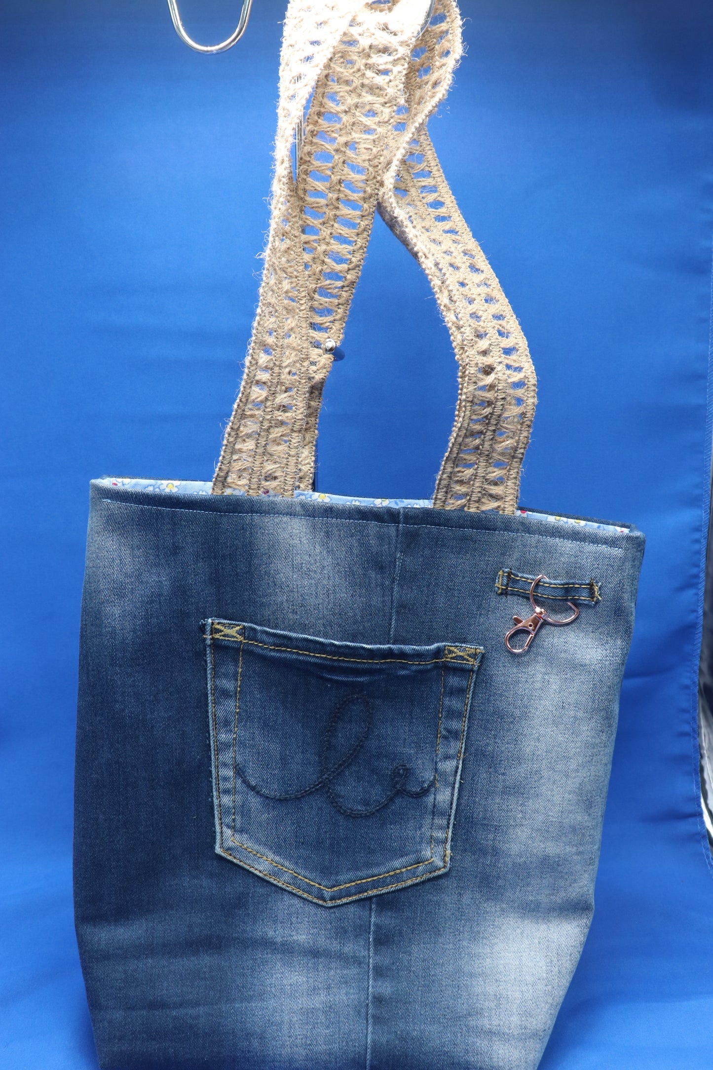 Denim handbag blue lining